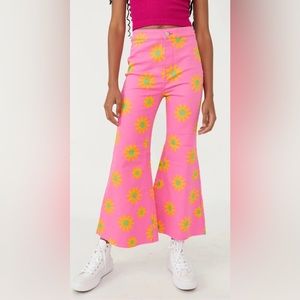 #17- NWT Free People Youthquake Printed Cropped Flares Lipstick Combo